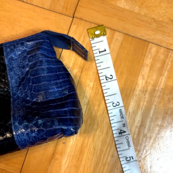 Crocodile Leather Cosmetic Neiman Marcus Pouch Blue Lightweight Travel Bag - Picture 7 of 8